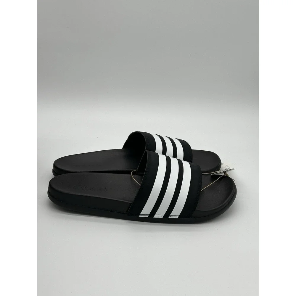 Adidas Adilette Comfort Slides Men's 11 Women's 12 Black White JS4313 NWT & Box